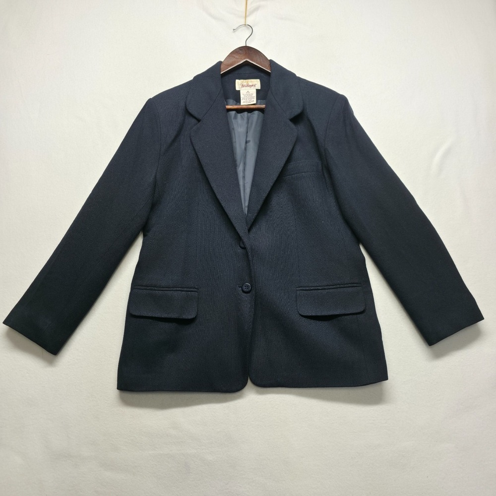 Vintage Worthington Women's Blue Wool 2 Button Blazer Jacket Size 10P